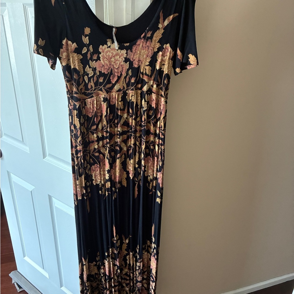 Free People Black and Orange Bodycon Maxi Dress